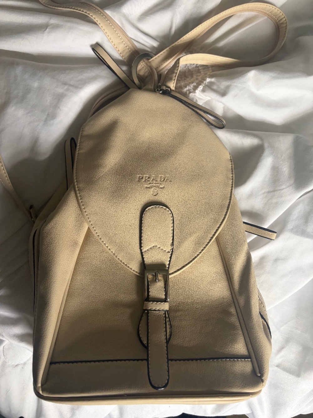 Womens small tan backpack/ satchel